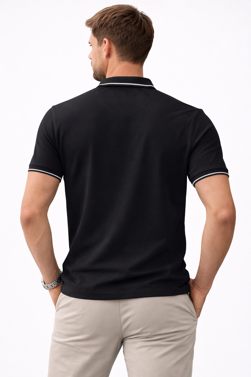 Solid Black Polo Half Sleeve T-Shirt