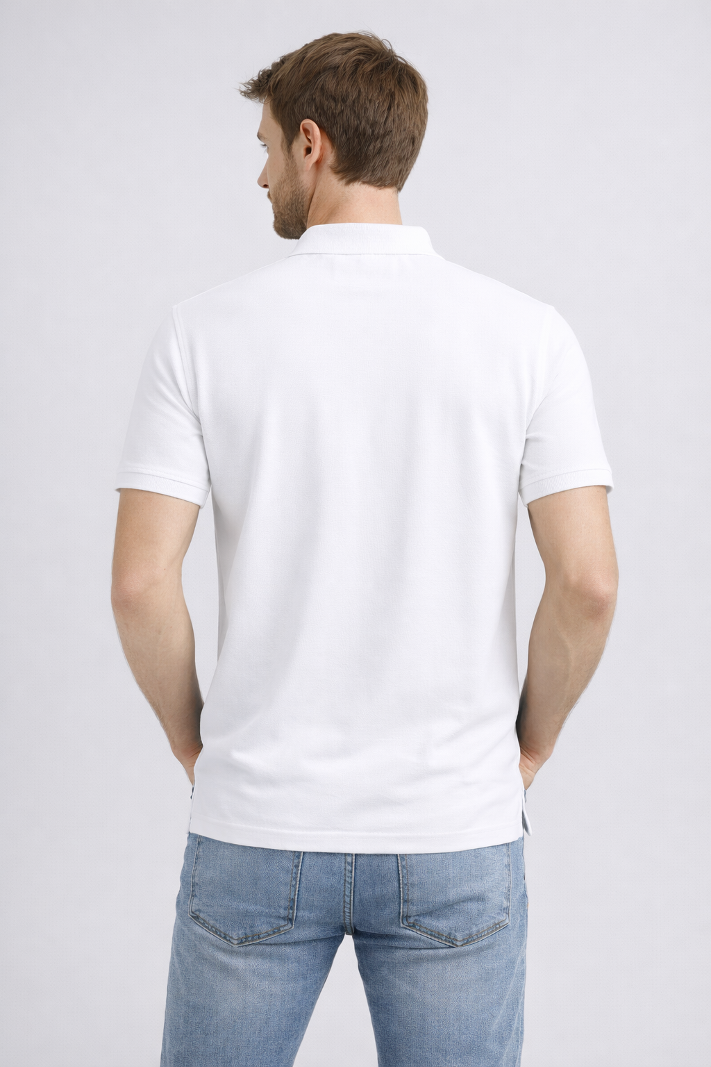 Men's Solid White Polo Half Sleeve 100% Cotton T-Shirt