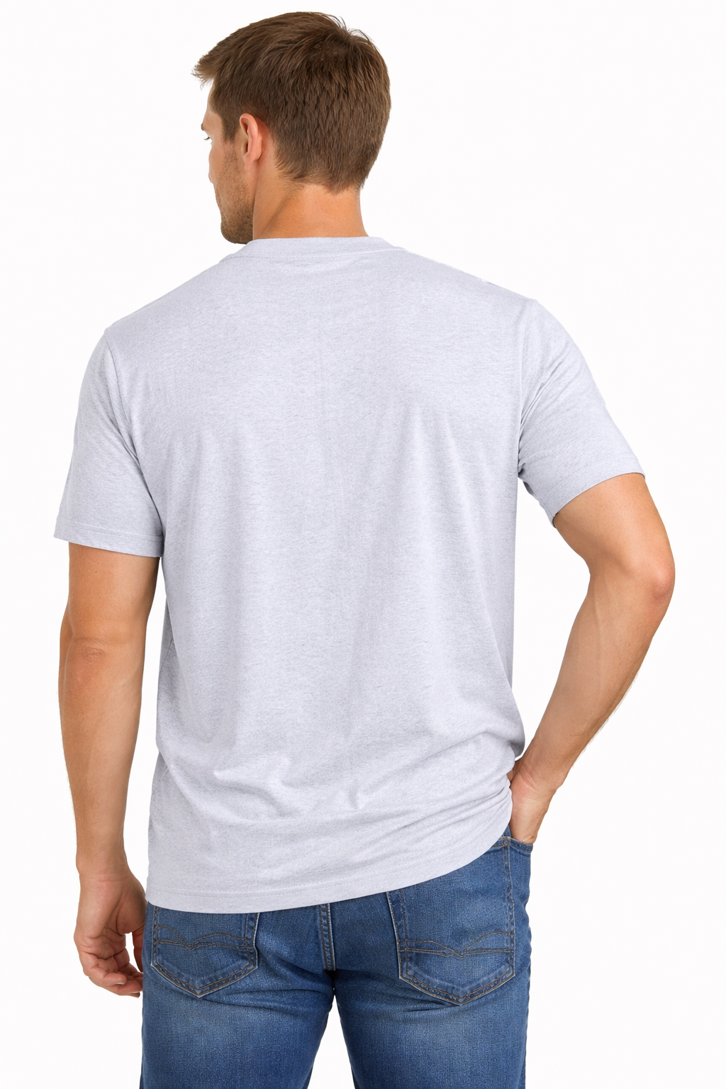Solid Grey Round Neck Half Sleeve T-Shirt