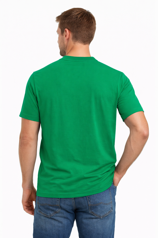 Back view of Dare Wolf solid green round neck t-shirt