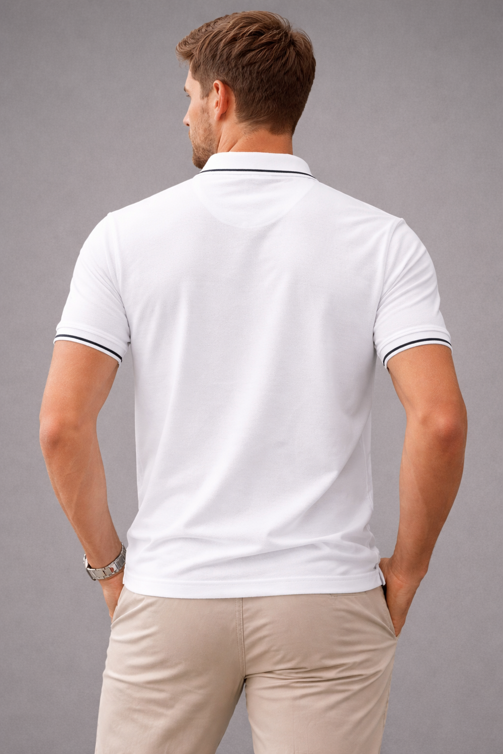 Solid White Polo Half Sleeve T-Shirt