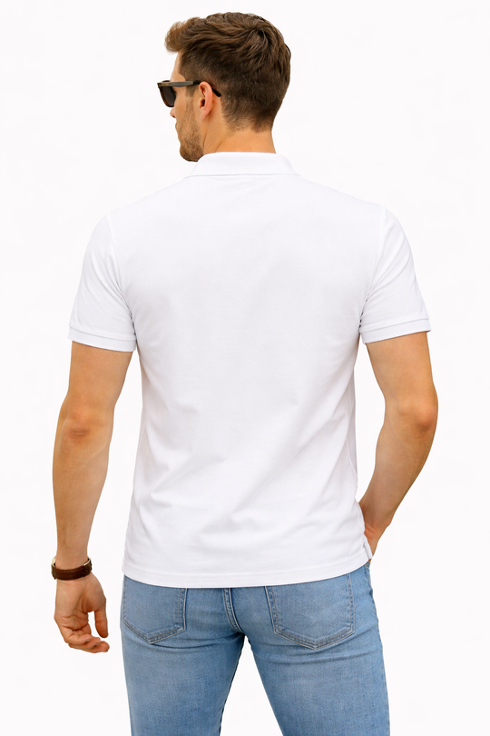 Back view of Dare Wolf classic multicolor cut & sew polo t-shirt