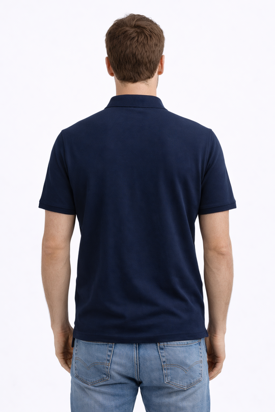 Men's Solid Navy Blue Polo Half Sleeve 100% Cotton T-Shirt
