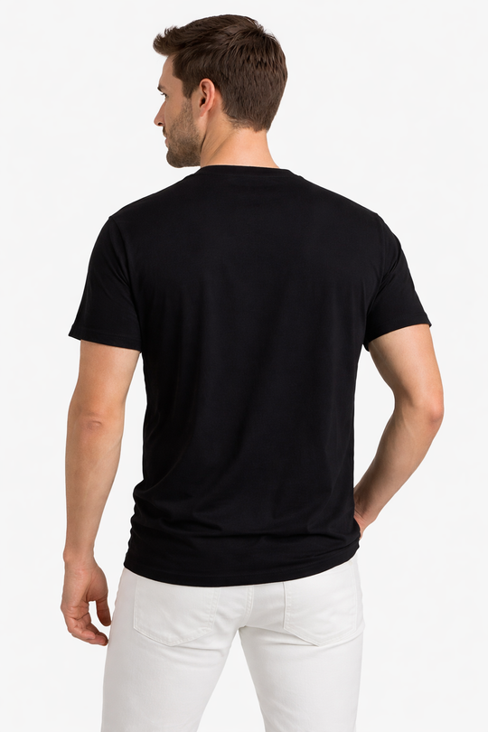 Back view of Dare Wolf solid black round neck t-shirt