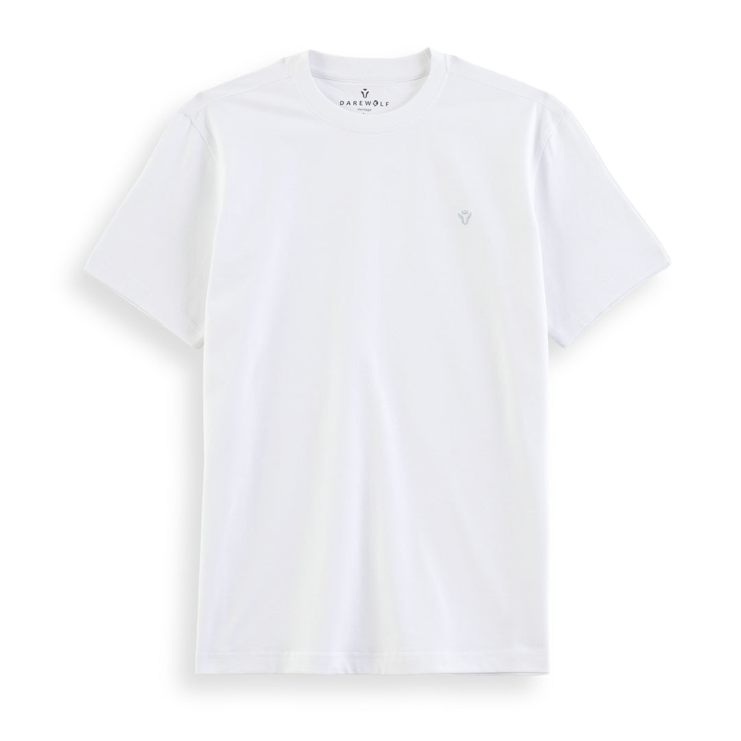 Solid White Round Neck Half Sleeve T-Shirt