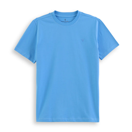 Solid Blue Round Neck Half Sleeve T-Shirt