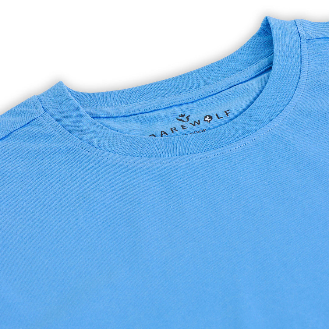 Solid Blue Round Neck Half Sleeve T-Shirt