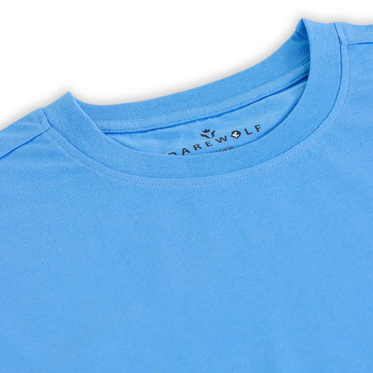 Solid Blue Round Neck Half Sleeve T-Shirt