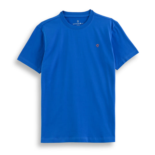 Solid Royal Blue Round Neck Half Sleeve T-Shirt