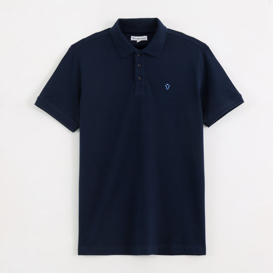 Men's Solid Navy Blue Polo Half Sleeve 100% Cotton T-Shirt
