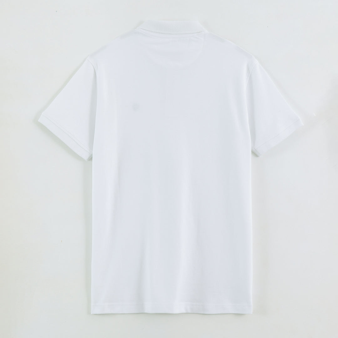 Men's Solid White Polo Half Sleeve 100% Cotton T-Shirt