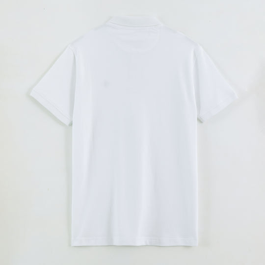 Men's Solid White Polo Half Sleeve 100% Cotton T-Shirt