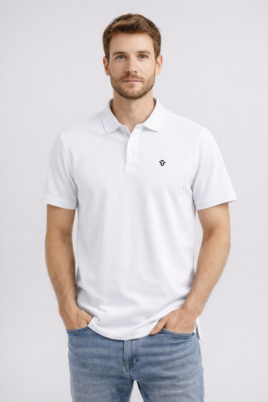 Men's Solid White Polo Half Sleeve 100% Cotton T-Shirt