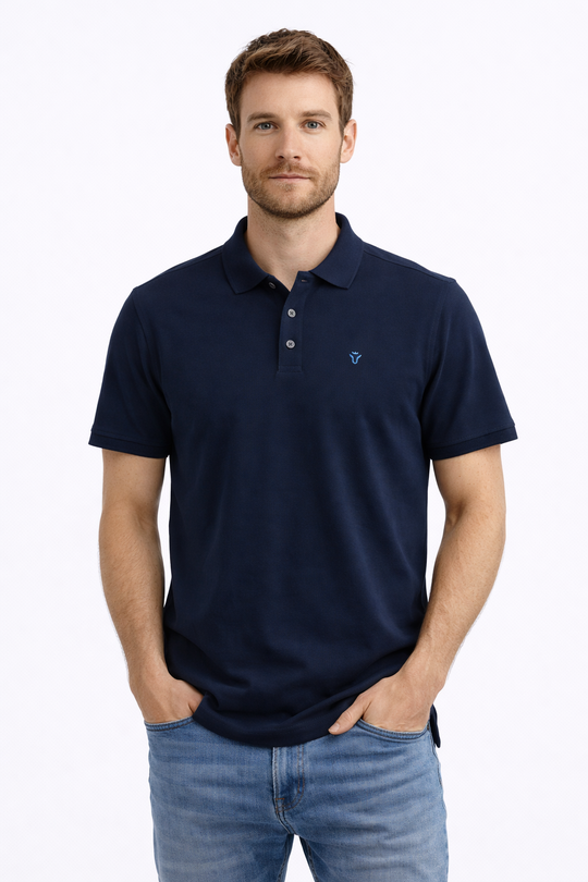 Men's Solid Navy Blue Polo Half Sleeve 100% Cotton T-Shirt