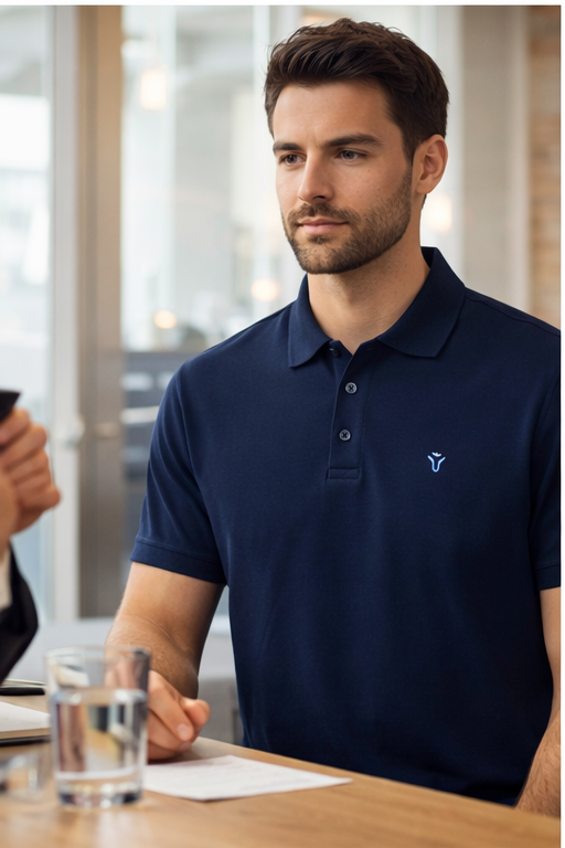Men's Solid Navy Blue Polo Half Sleeve 100% Cotton T-Shirt